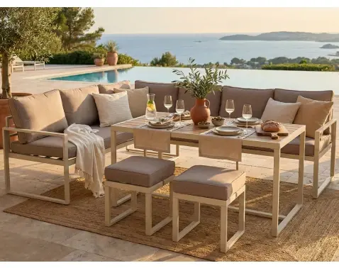 Jídelní sestava zahradního nábytku Grosseto, béžová