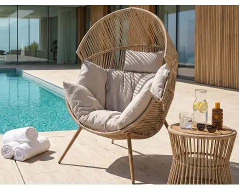 Zaoblené zahradní křeslo Robert Single, béžové