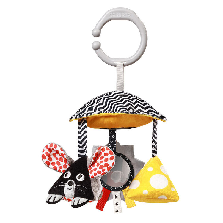 BABYONO Hračka závěsná kontrastní kolotoč Mouse 0 m+