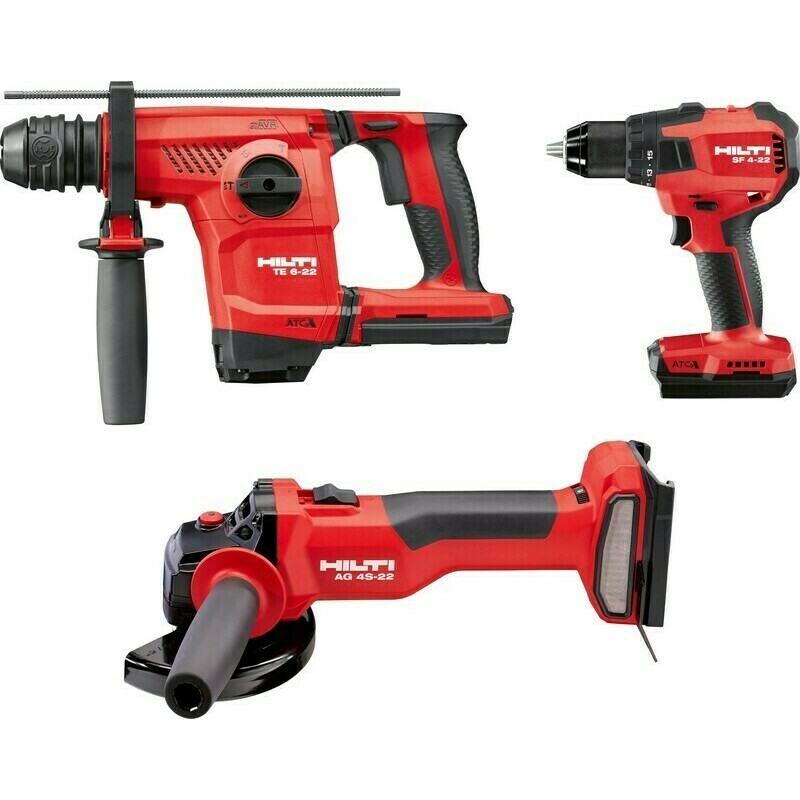 Sada AKU nářadí Hilti TE 6-22 + SF 4-22 + AG 4S-22 Nuron kufr