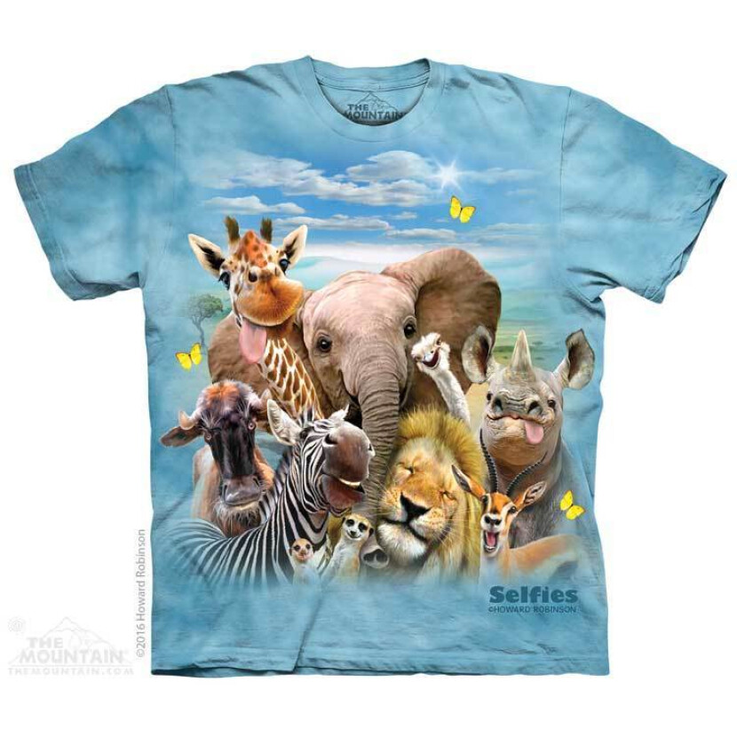 Tričko unisex The Mountain African Selfie - světle modré, 4XL