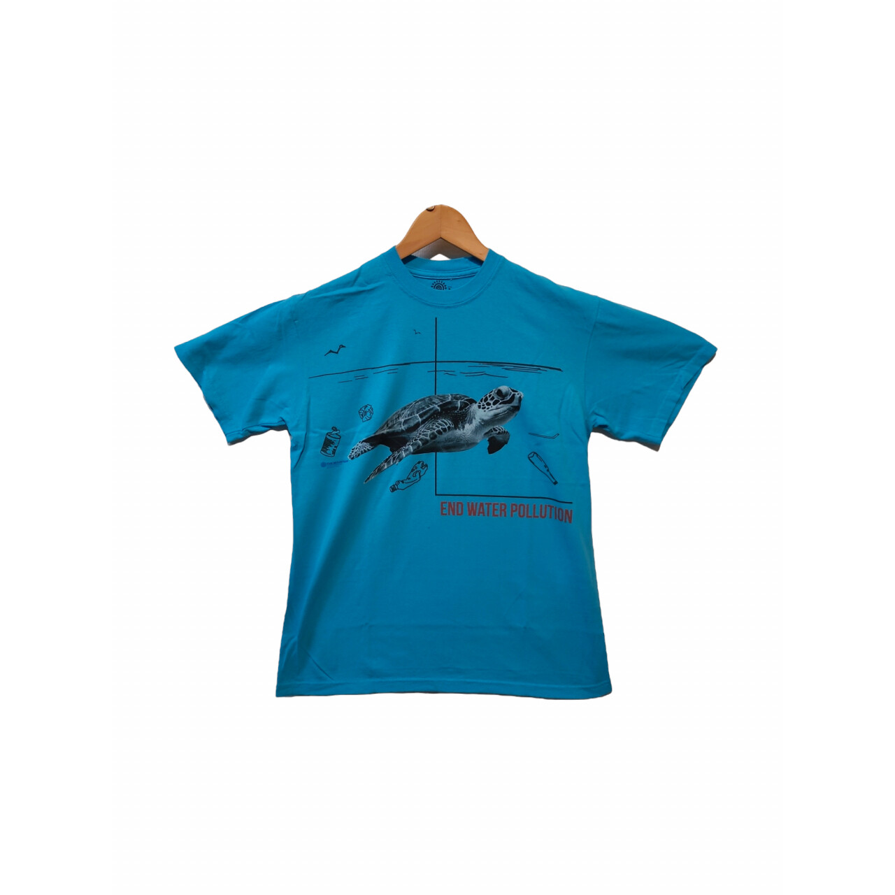 Tričko unisex The Mountain Water Pollution Turtle (želva) - modré, 3XL