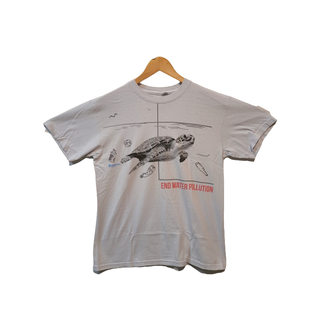 Tričko unisex The Mountain Water Pollution Turtle (želva) - šedé, 3XL