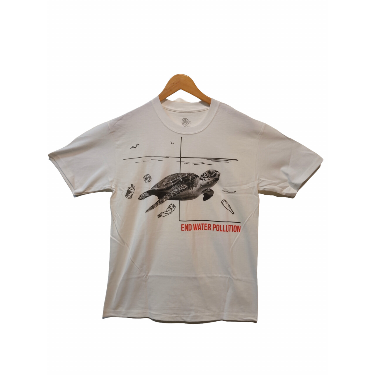 Tričko unisex The Mountain Water Pollution Turtle (želva) - bílé, 3XL