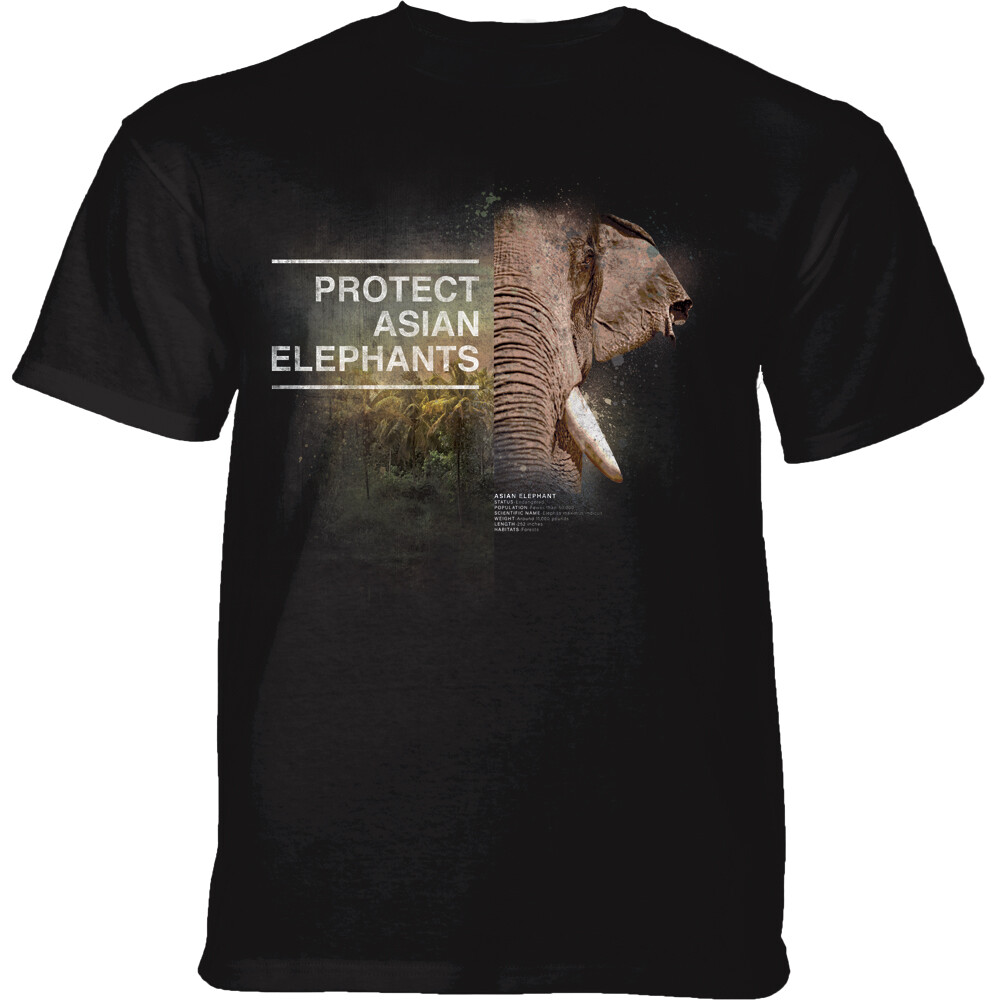 Tričko unisex The Mountain Protect Asian Elephant (slon) - černé, 3XL