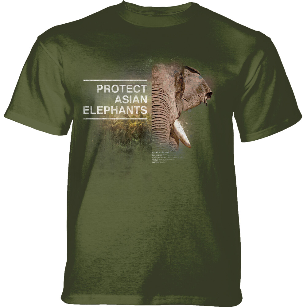 Tričko unisex The Mountain Protect Asian Elephant (slon) - olivové, 3XL