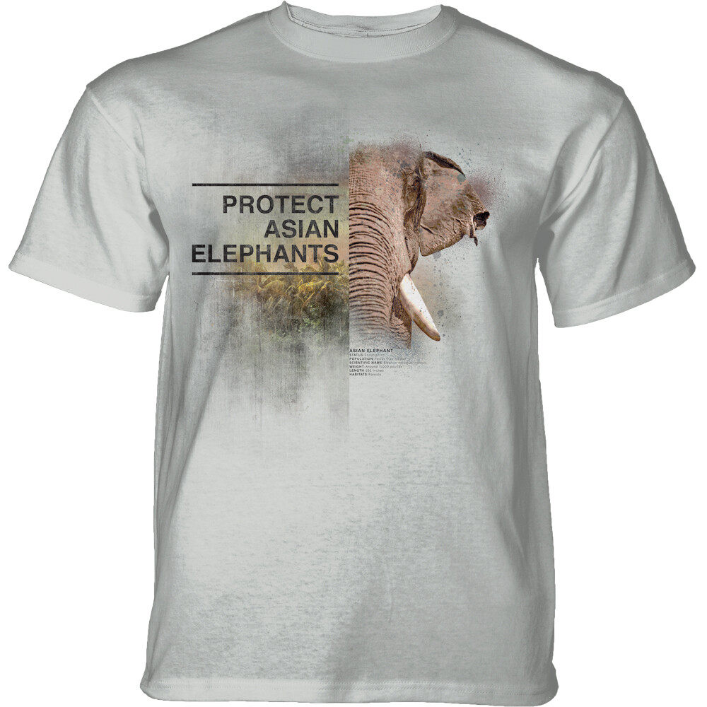 Tričko unisex The Mountain Protect Asian Elephant (slon) - světle šedé, 3XL