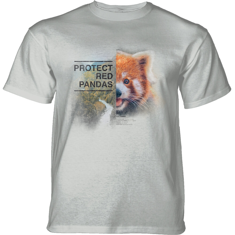 Tričko unisex The Mountain Protect Red Panda (panda červená) - světle šedé, 3XL