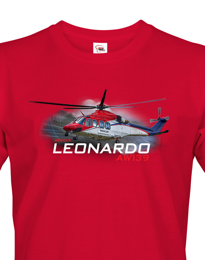 Pánské tričko s potiskem  Leonardo AW139 Rescue - ideální dárek pro milovníky helikoptér