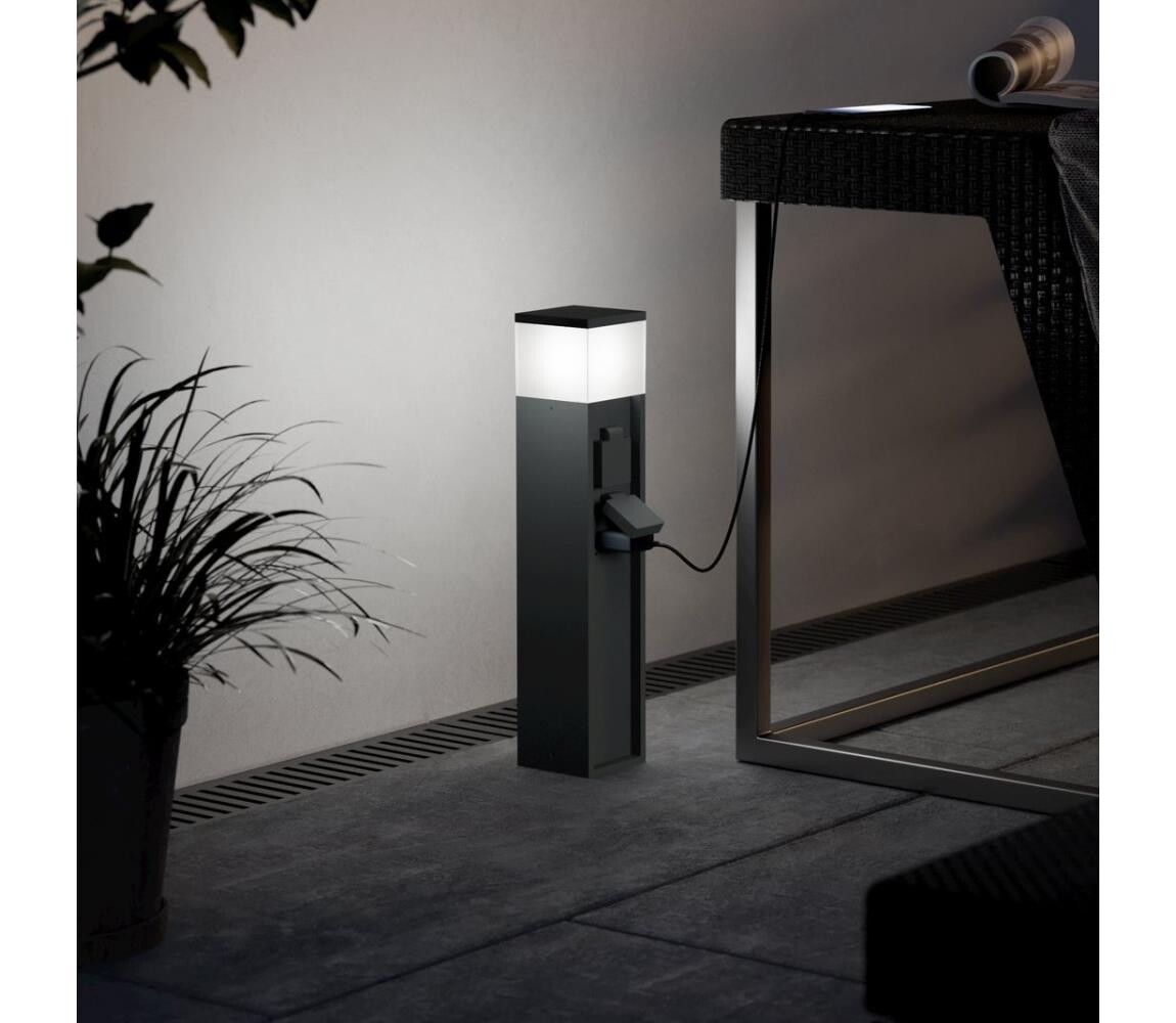 Eglo 901032 - Venkovní lampa se 2 zásuvkami PARK 1xE27/25W/230V IP54 antracit 901032