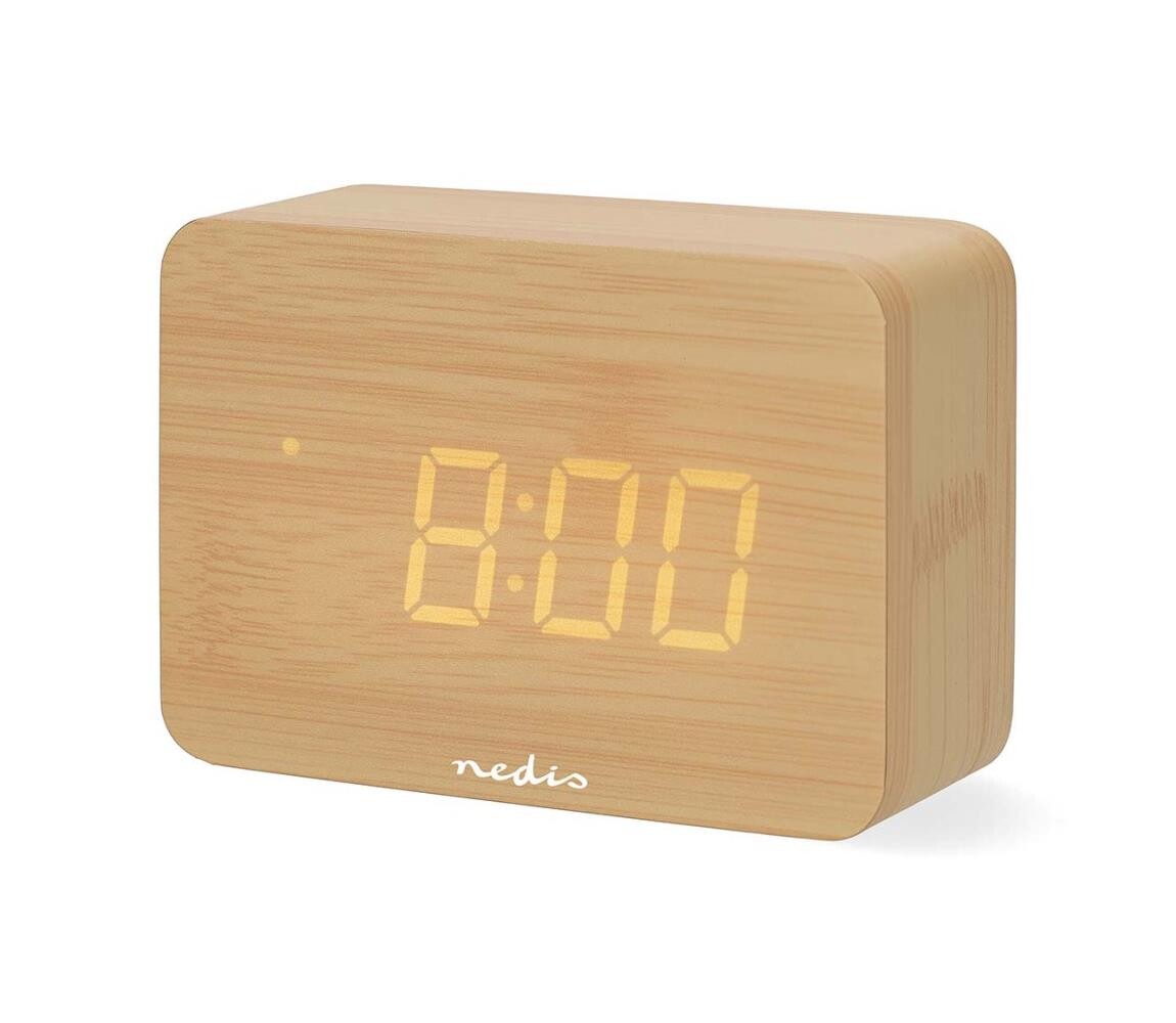 CLDK2008BN - Digitální budík s LED displejem a teploměrem 5V/3xAAA dřevo CLDK2008BN