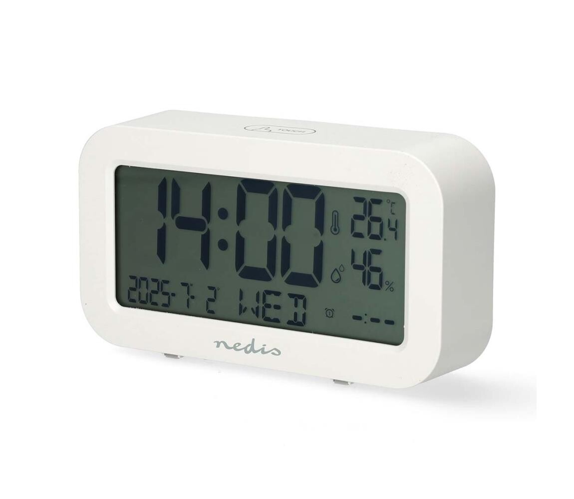 CLDK2005WT - Digitální hodiny s budíkem, teploměrem a vlhkoměrem 2xAA bílá CLDK2005WT