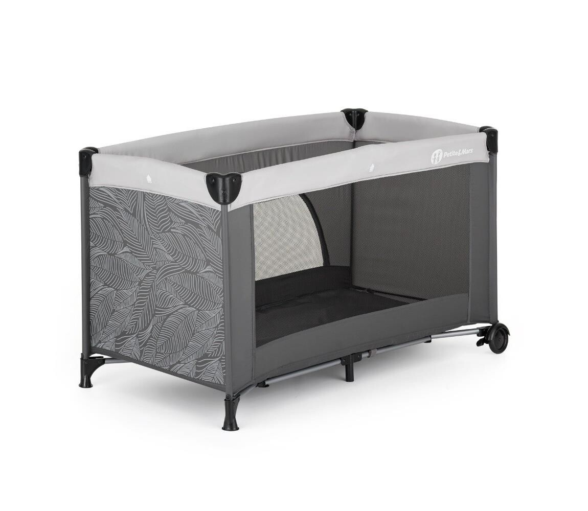 PETITE&MARS - Cestovní postýlka NYJA Urban Jungle Charcoal 923486