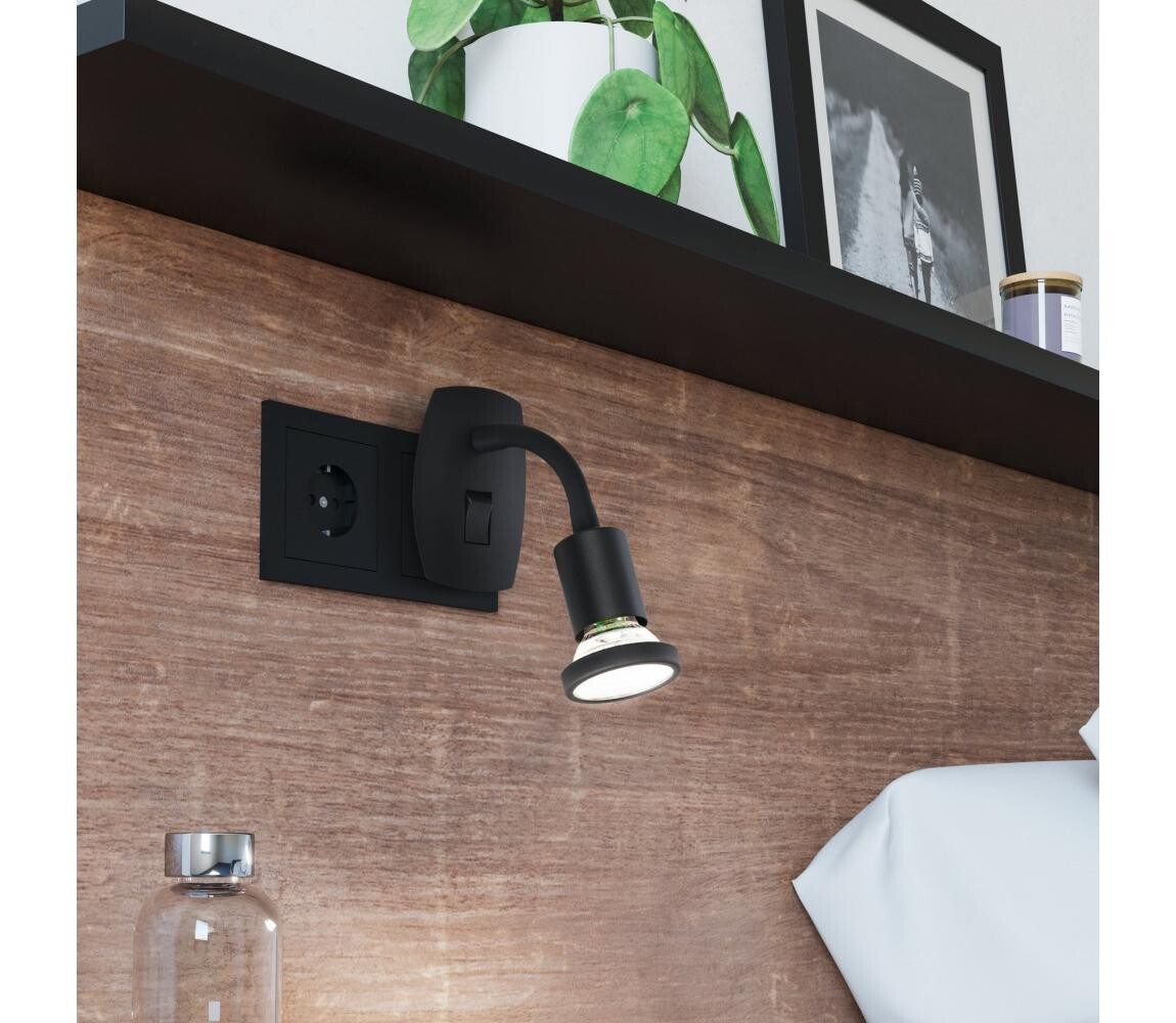 Eglo 300913 - LED Svítidlo do zásuvky PARRINI 1xGU10/4,5W/230V černá 300913