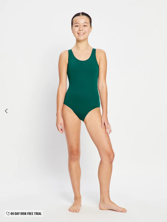 Dívčí menstruační plavky Modibodi Performance Racerback One Piece Super Forest Green jednodílné (DMPMPROPSFG) 12-14 let