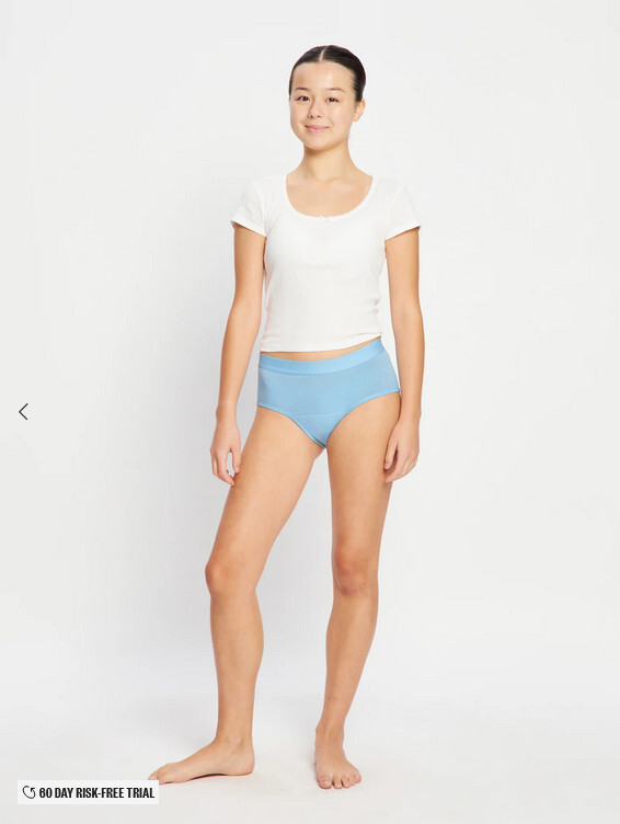 Dívčí menstruační kalhotky Modibodi Teen Hipster Boyleg Moderate Berry Blue Sorbet (DMKMTHBMBBS) 16-18 let