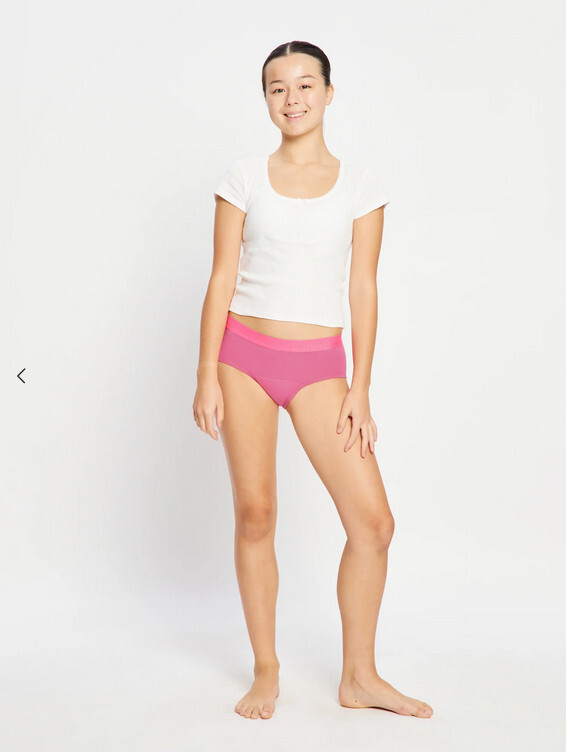 Dívčí menstruační kalhotky Modibodi Teen Hipster Boyleg Moderate Watermelon Pink Sorbet (DMKMTHBMWPS) 10-12 let