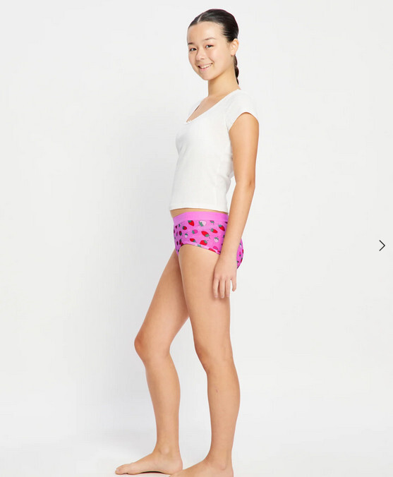 Dívčí menstruační kalhotky Modibodi Teen Hipster Boyleg Moderate Strawberry Sorbet Pink (DMKMTHBMSSP) 10-12 let