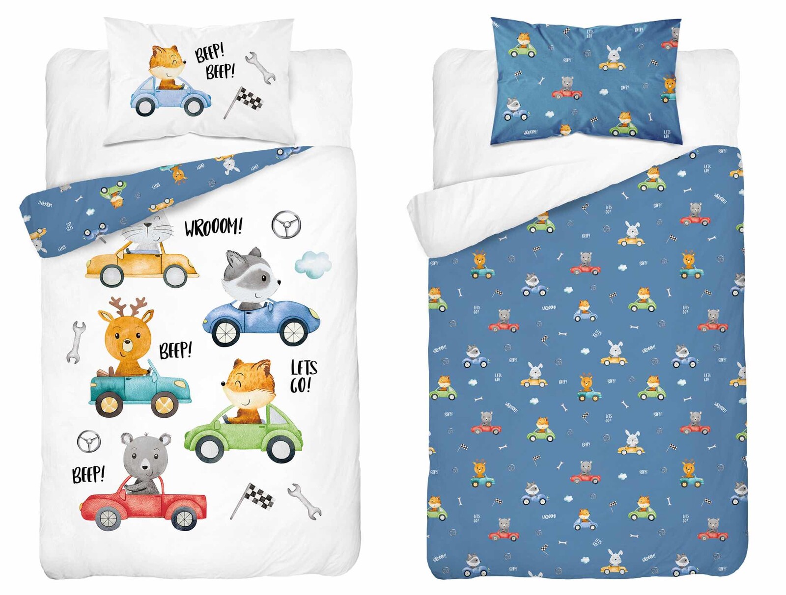 Detexpol Povlečení do postýlky 100x135 + 40x60 cm - Veselá jízda zvířátek