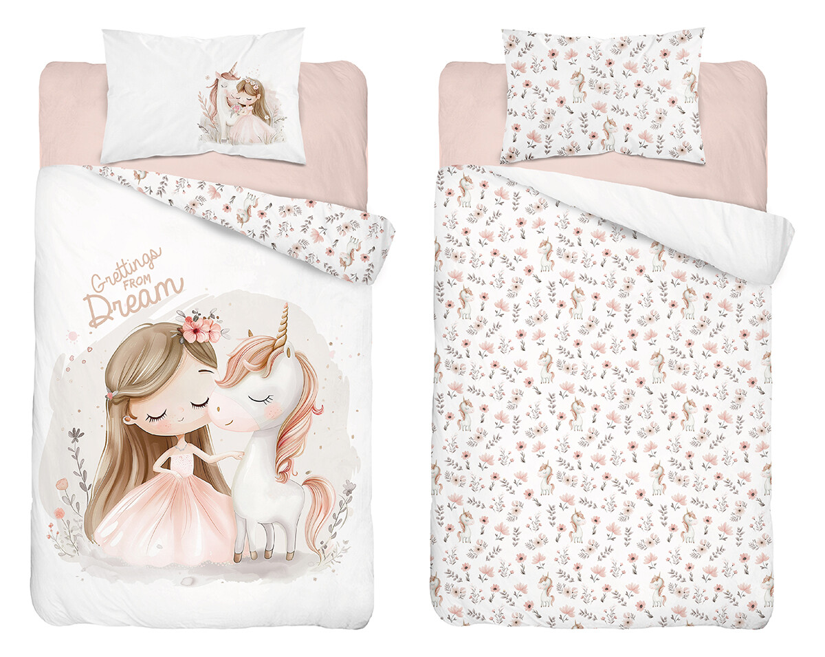 Detexpol Povlečení do postýlky 100x135 + 40x60 cm - Jednorožec ze snu