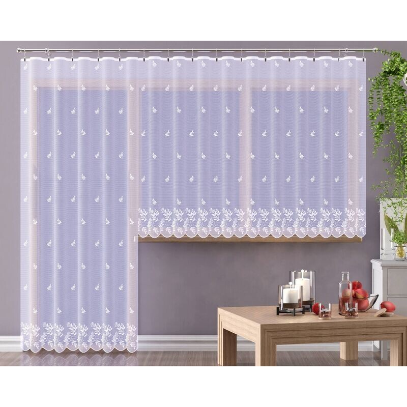 Záclona žakárová, Sabi metráž, bílá 130 cm