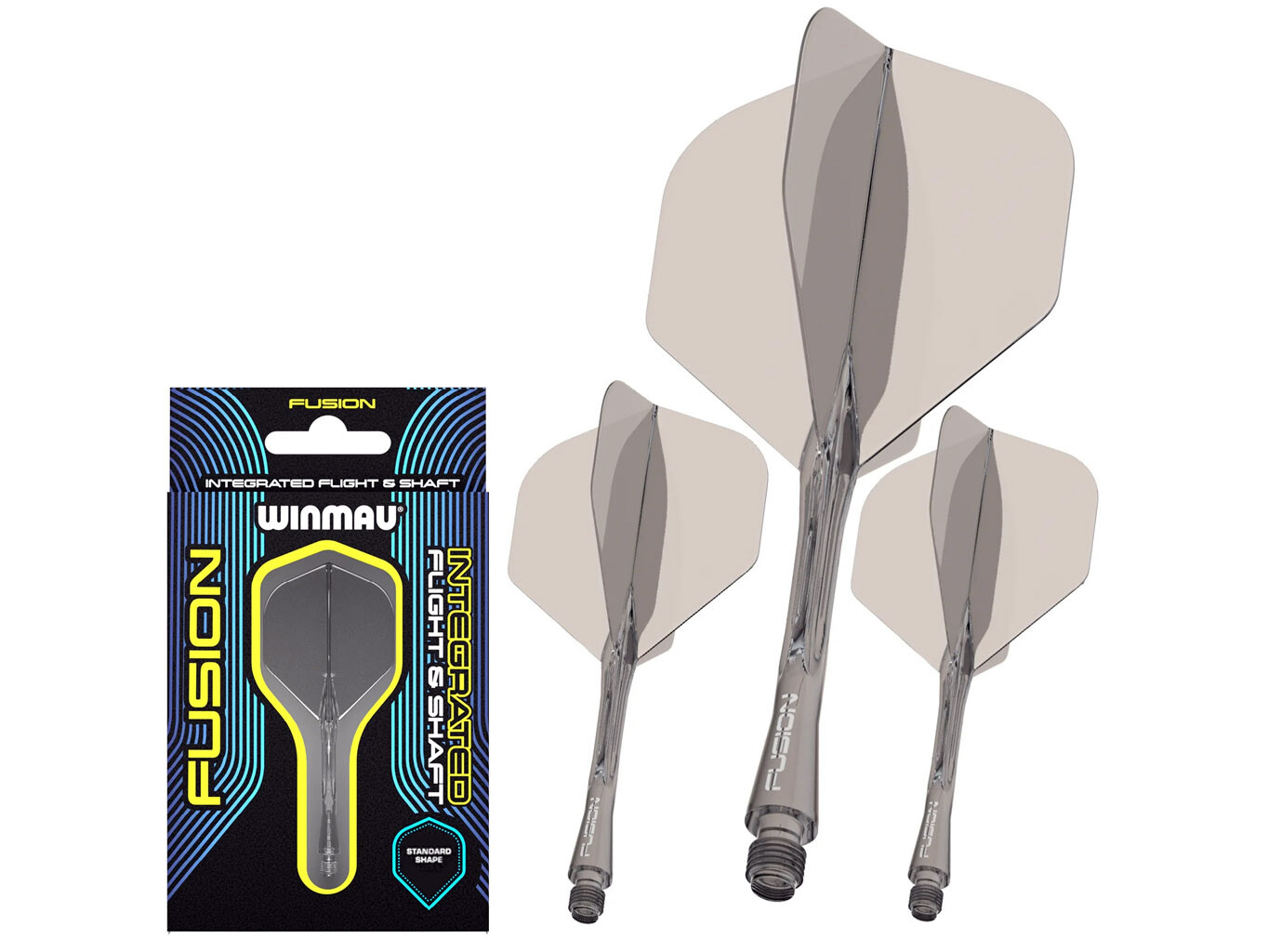 Winmau Fusion průhledné šedé, standardní letky a dlouhé násadky