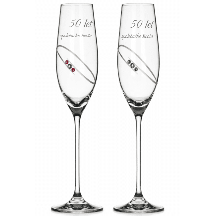Dekorant Sklenice na šampaňské k výročí Diamond Ring s krystaly Swarovski 210 ml 2KS