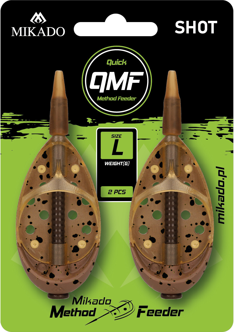 Krmítko Mikado Shot Q.M.F Systém L 30g 2ks