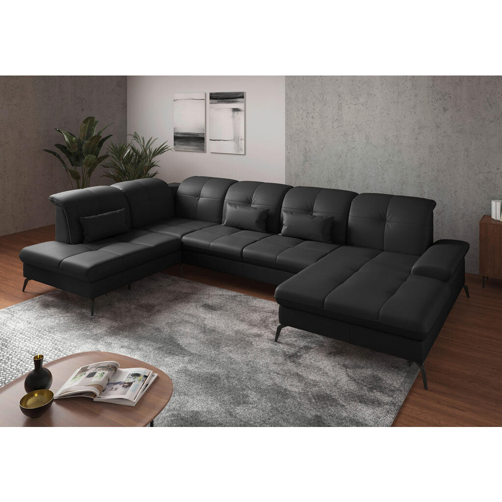 Sit & More SEDACÍ SOUPRAVA, kůže, černá