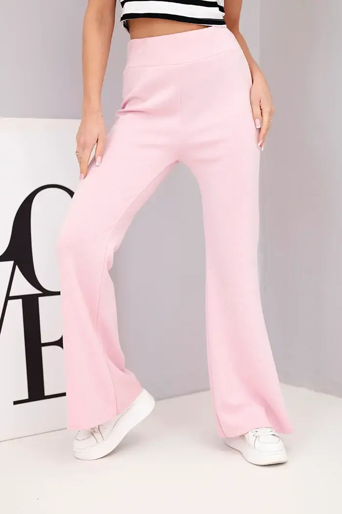 Kesi dámské kalhoty s rozšířenými kalhotami, světle růžové