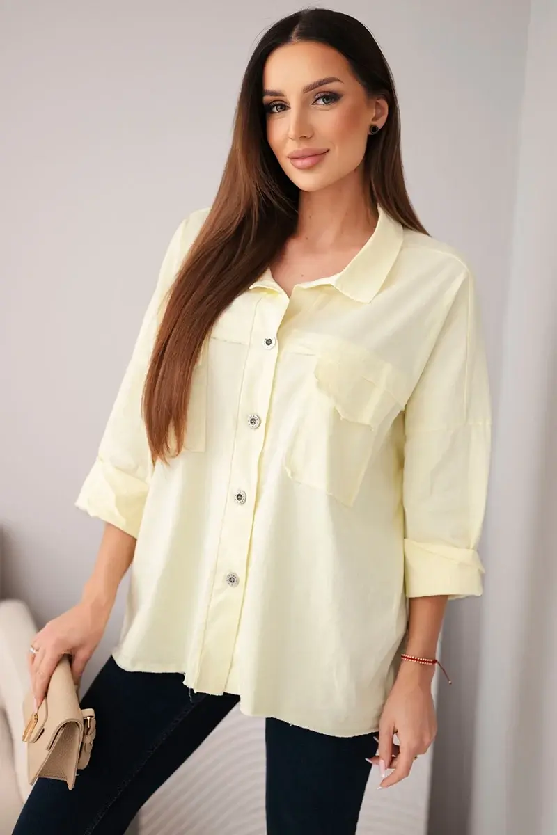 Kesi dámská bavlněná košile se žlutými kapsami