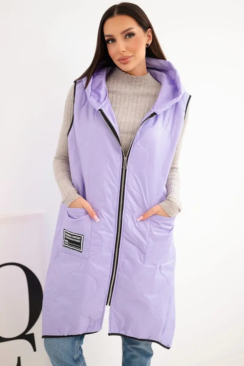 Kesi vláska dámská plus size prošívaná vesta s kapucí