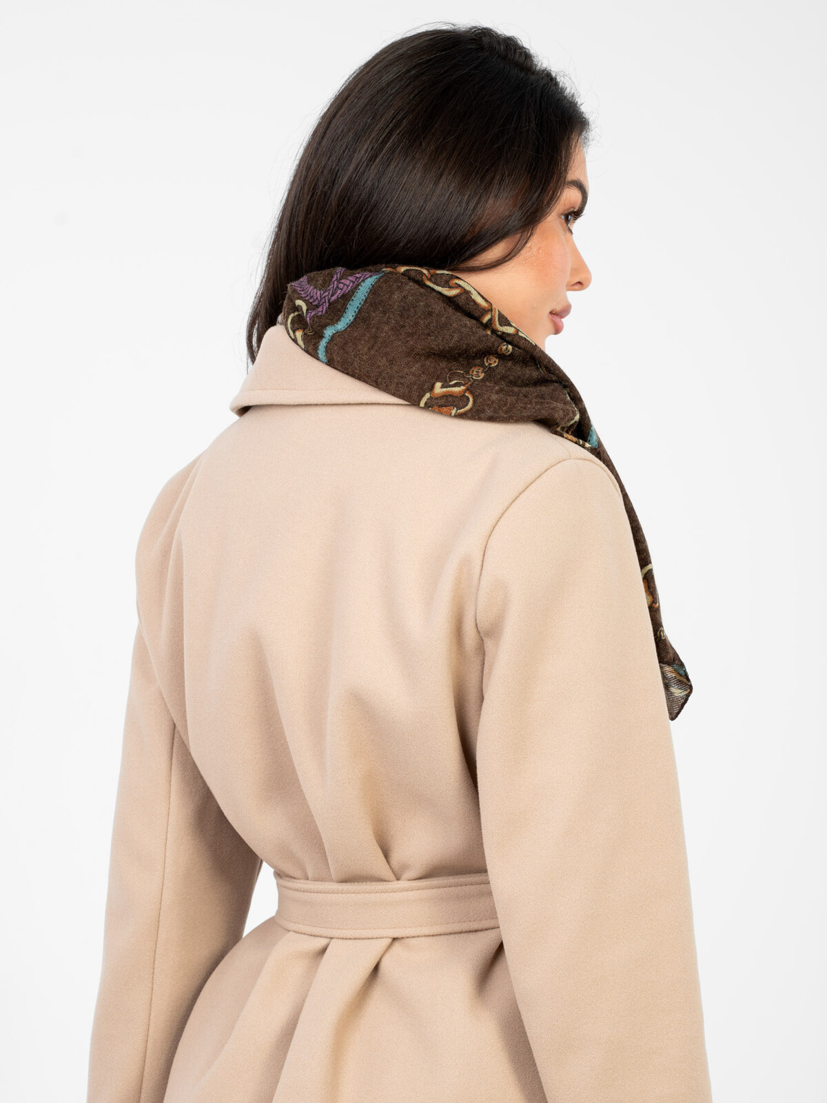 Hnědá dámský šátek s potiskem