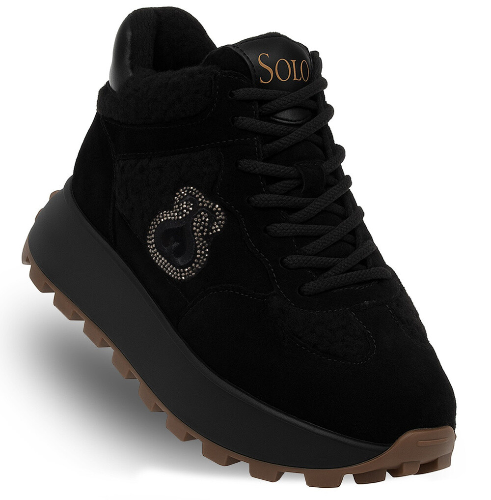 Sněhule z kartáčované kůže s kožešinou