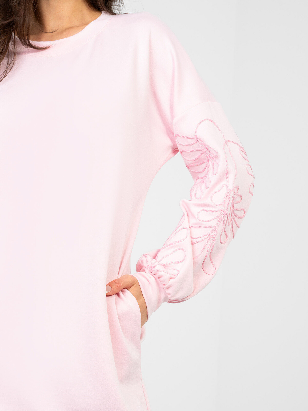 Pastelová růžová mikinová šaty