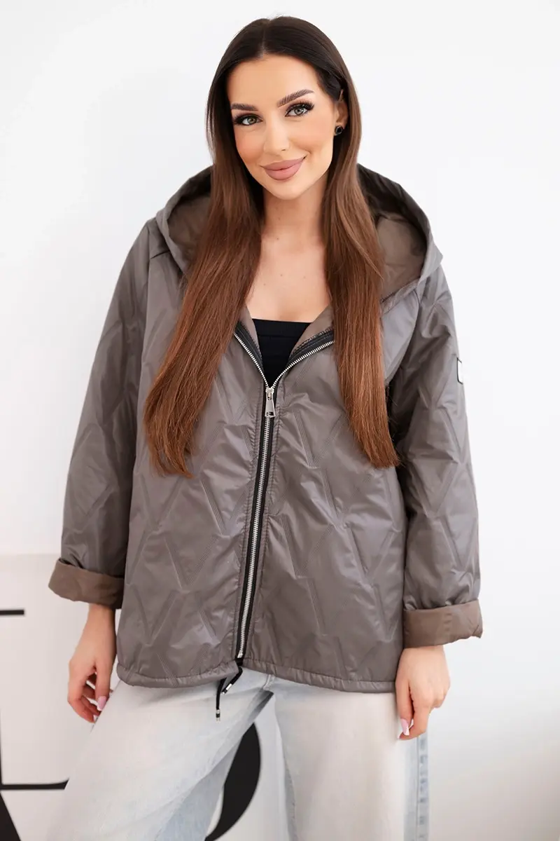 Dámská přechodná prošívaná bunda s kapucí