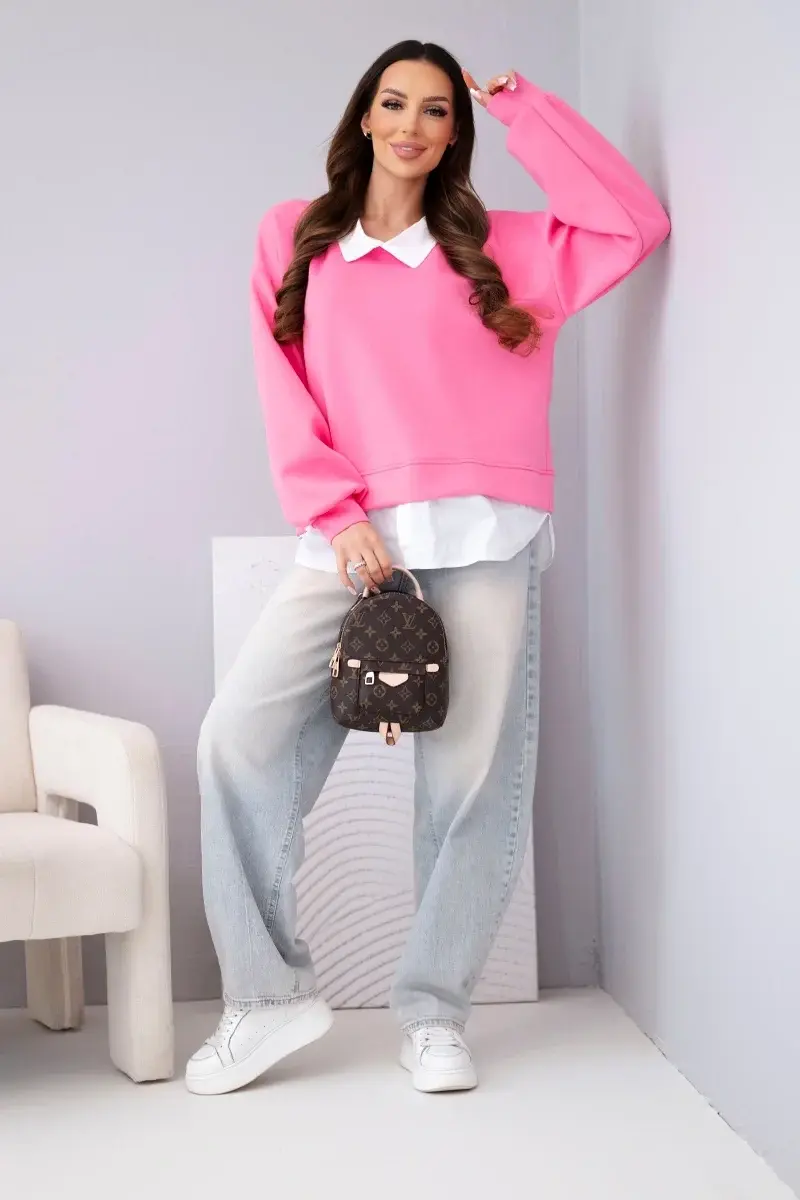 Kesi Włoski dámská mikina s košilovým detailem