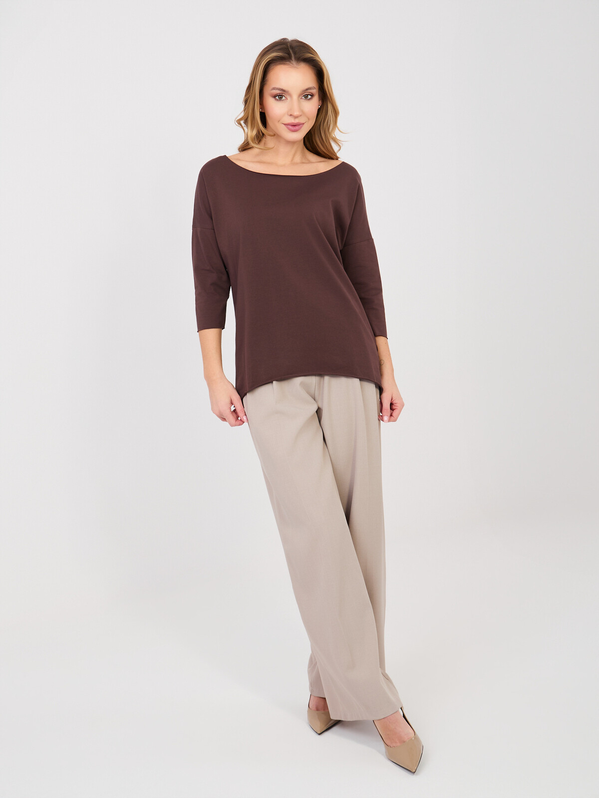 Tmavě hnědá dámská halenka RUE PARIS