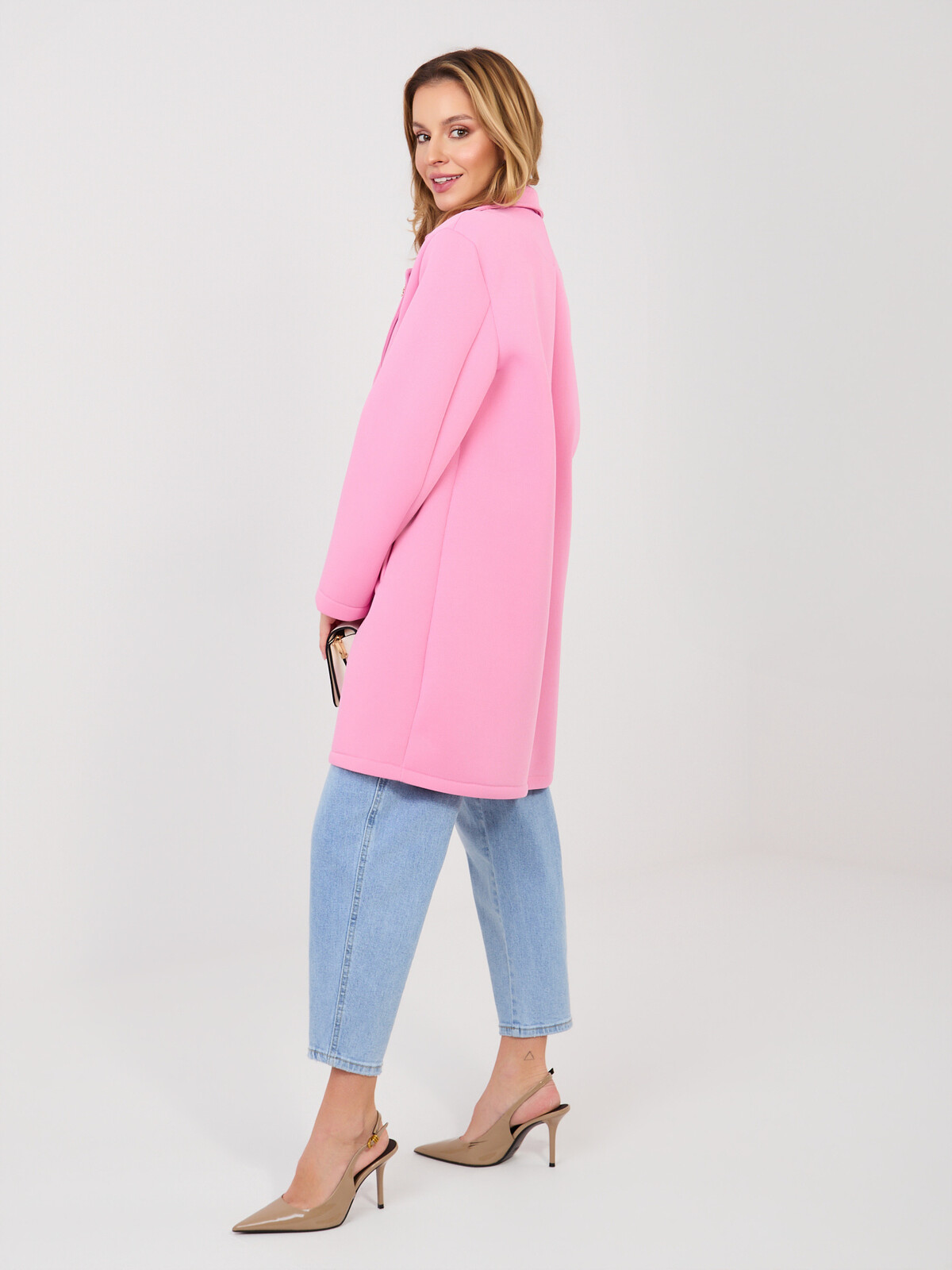 Růžový přechodný plášť s brož