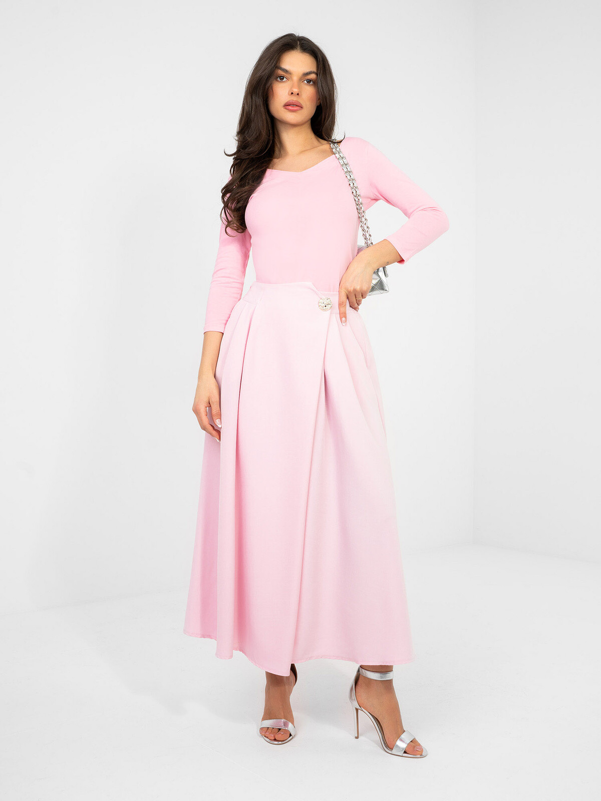 Jednobarevná pastelová halenka s 3/4 rukávem