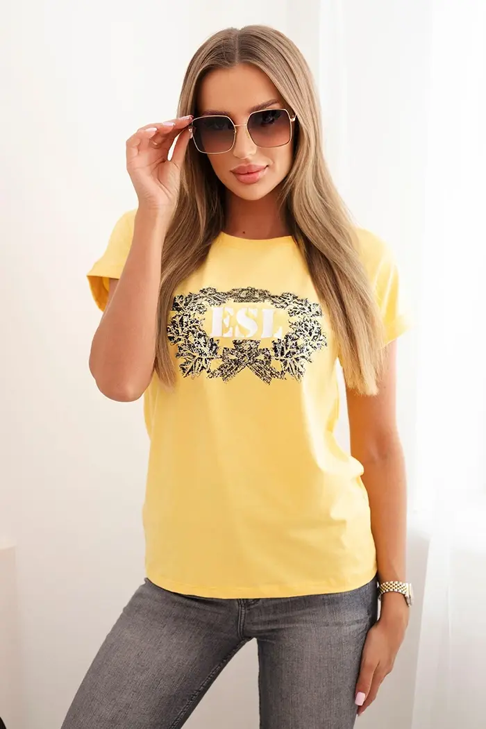 Kesi dámská bavlněná halenka se žlutým potiskem