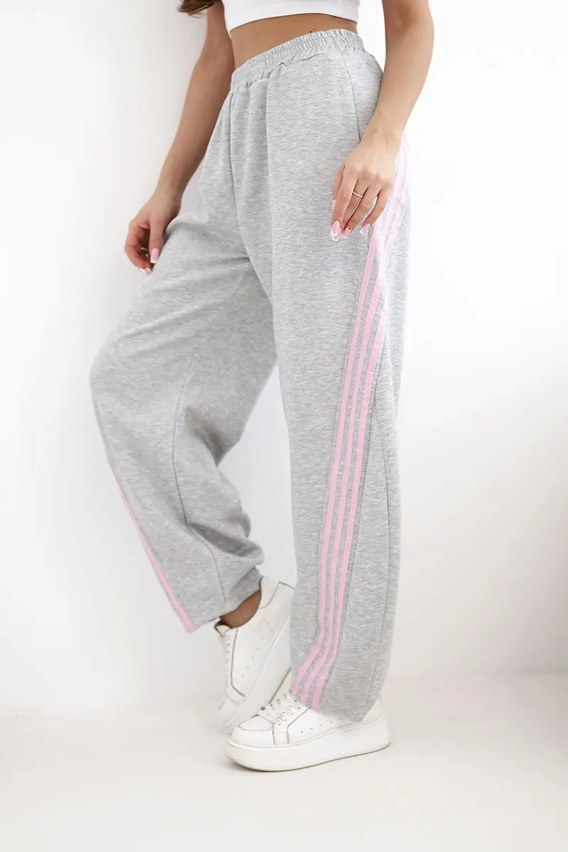 Dámské viskózové kalhoty s šedo-stříbrným pasem