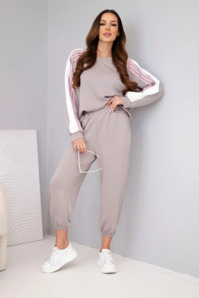 Kesi dámská souprava s bočním pruhem, máslová