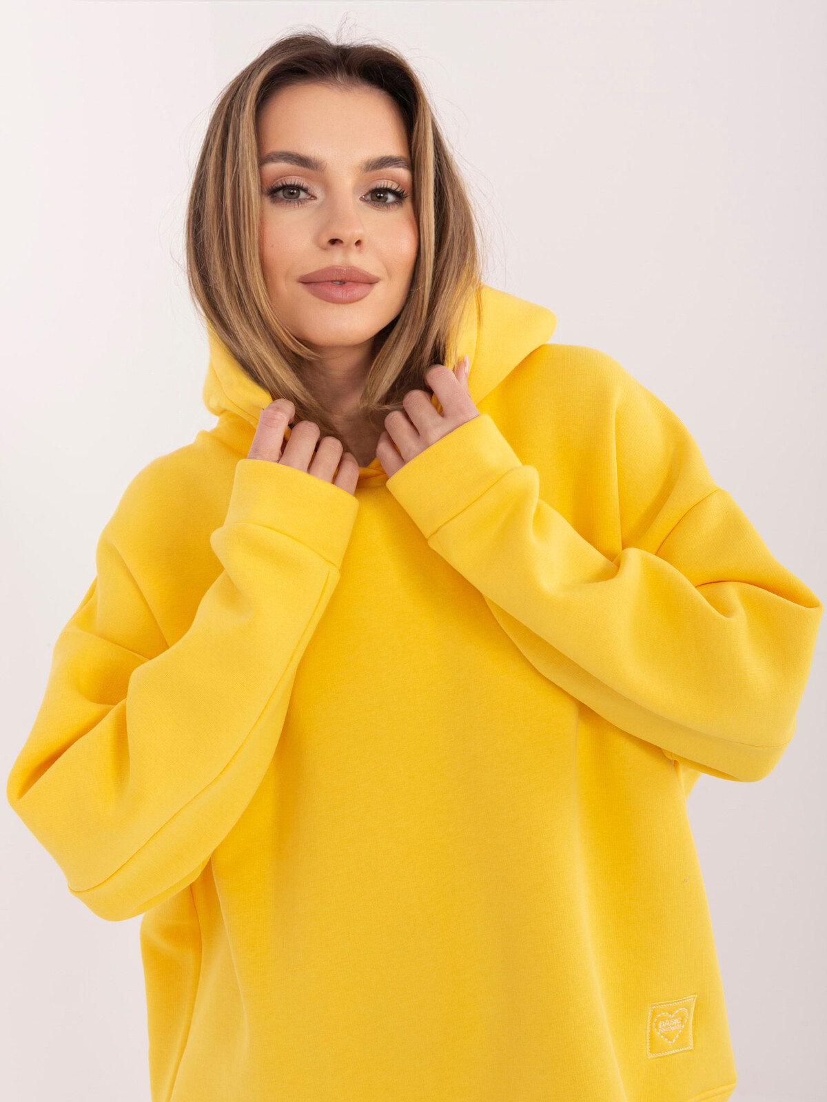 Žlutá dámská mikina s kapucí