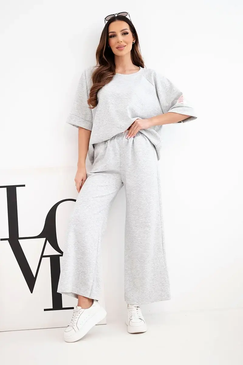 Kesi Włoski ženský set z viskózy šedý melange