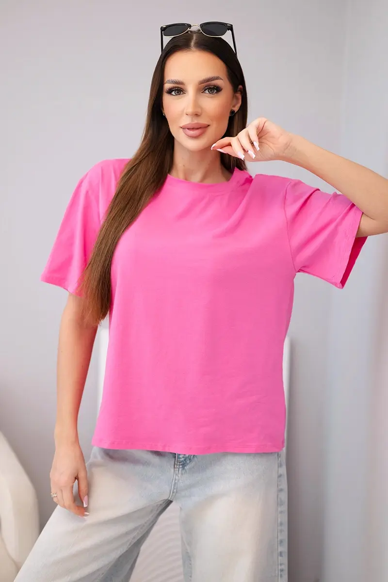 Dámský bavlněný top s krátkým rukávem růžový