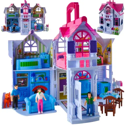 Skládací domeček pro panenky s nábytkem