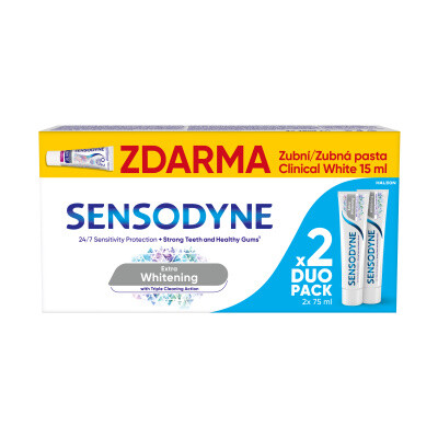 ZUB.PASTA SENSODYNE 2x75 ML EXTRA WHITENING+ZP 15 ML AKTIV.OCHRANA DÁSNÍ