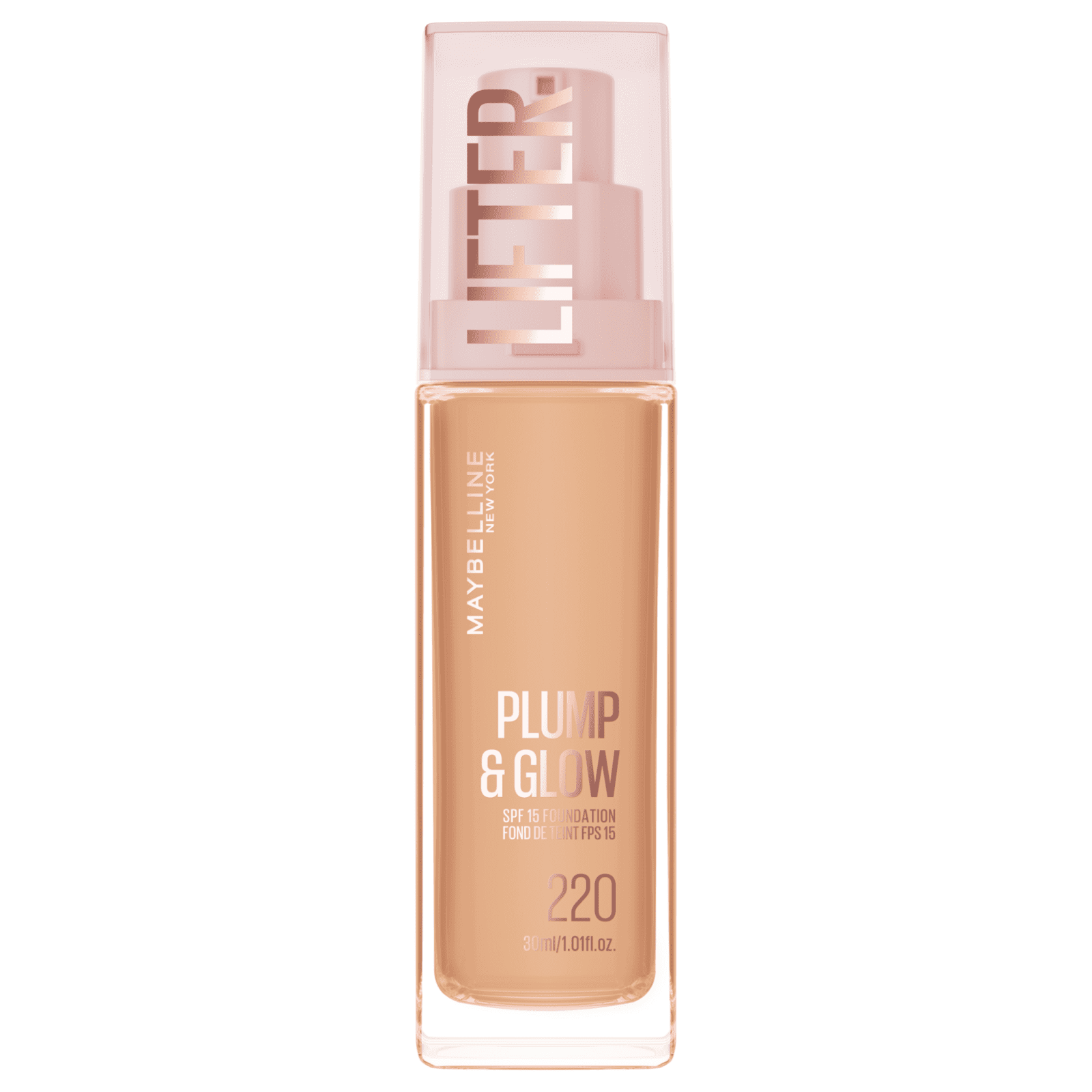 MAYBELLINE Lifter Foundation 220, rozjasňující make-up Plump & Glow 30 ml