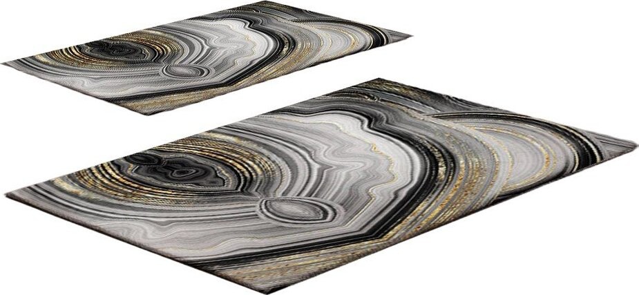 Šedé/ve zlaté barvě koupelnové předložky v sadě 2 ks 60x100 cm CT – Foutastic